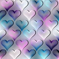 Geometric hearts on blur background