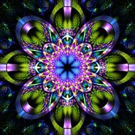 Symmetrical fractal pattern with shiny strips Collection - rhinestones N4