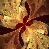 Symmetrical flower pattern in stained-glass window style Brown and beige