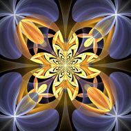 Diagonal symmetrical pattern of the flower petals Blue and beige N2