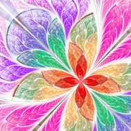Beautiful multicolored fractal flower in stained glass window style