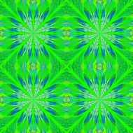 Symmetrical pattern in stained-glass window style Blue and green N2