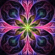Beautiful fractal flower in black blue and purple