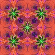 Pattern from fractal flowes in purple and green