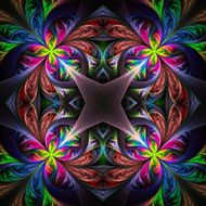 Symmetric multicolored fractal tracery Collection - frosty pattern N6