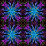 Beautiful pattern from fractal flowers Blue and purple palette N3