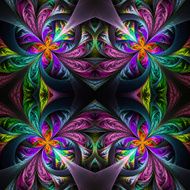 Symmetric multicolored fractal tracery Collection - frosty pattern N7