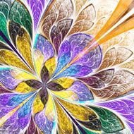 Symmetrical flower pattern in stained-glass window style N25