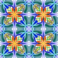 Symmetrical pattern of the flower petals Blue and orange palettern