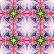 Pattern from fractal flowes in pink green and darkblue