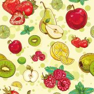 vector seamless pattern with fresh fruits and berries