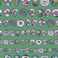 seamless pattern with cartoon jellyfish N16
