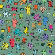 Seamless pattern with goats and frogs