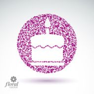 Vector burning wax candle flower-patterned illustration N2