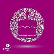 Vector burning wax candle flower-patterned illustration N3