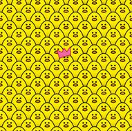 Yellow Chick wearing Pink Paper Party Hat surrounded by Chicks