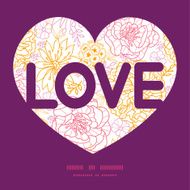 Vector flowers outlined love text frame pattern invitation greeting card N2