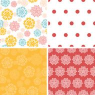 Vector abstract decorative circles stars set of four marching repeat