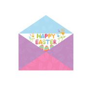 Concept Happy Easter envelope with flowers bunny and eggs N2