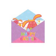 Concept Happy Easter envelope with flowers bunny and eggs N3