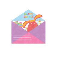 Concept Happy Easter envelope with flowers bunny and eggs N4