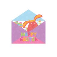 Concept Happy Easter envelope with flowers bunny and eggs N5