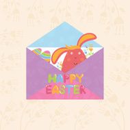 Concept Happy Easter envelope with flowers bunny and eggs N6