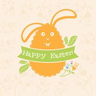 Concept Easter card with egg and bunny Vector N2