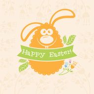 Concept Easter card with egg and bunny Vector N3