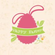 Concept Easter card with egg and bunny Vector N4