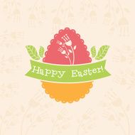 Concept Easter card with egg and bunny Vector N6
