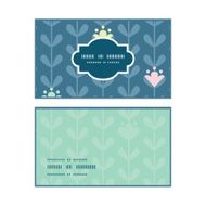 Vector blloming vines stripes horizontal frame pattern business cards set