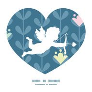 Vector blloming vines stripes shooting cupid silhouette frame pattern invitation