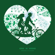 Vector abstract blue and green leaves couple on tandem bicycle
