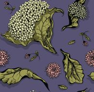 Flowers and leafs Hand-drawn pattern