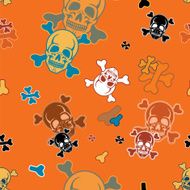 Halloween seamless pattern with skulls and crossbones