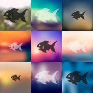 fish icon on blurred background