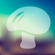mushroom icon on blurred background
