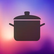 saucepan icon on blurred background