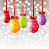 Easter eggs on shiny background