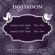Wedding invitation with two cute swan birds in bride