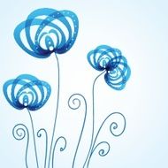 Blue floral background with abstract flowers