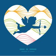 Vector colorful horizontal ogee shooting cupid silhouette frame pattern invitation N2
