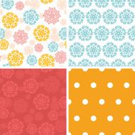 Vector abstract decorative circles stars set of four marching repeat N2