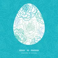 Vector blue line art flowers Easter egg sillhouette frame card