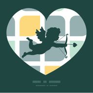 Vector abstract gray yellow rounded squares shooting cupid silhouette frame