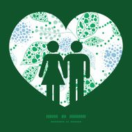 Vector abstract blue and green leaves couple in love silhouettes
