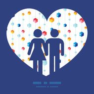 Vector abstract hanging jewels striped couple in love silhouettes frame