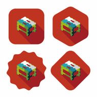 folding chair flat icon with long shadow eps10 N2