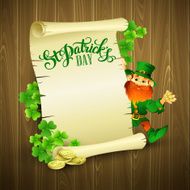 Saint Patrick&#039;s day vector illustration with Leprechaun